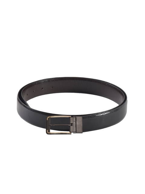 

Second SKIN Men Black & Brown Textured Genuine Leather Reversible Belt