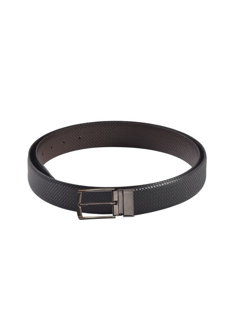 

Second SKIN Men Black & Brown Textured Genuine Leather Reversible Belt