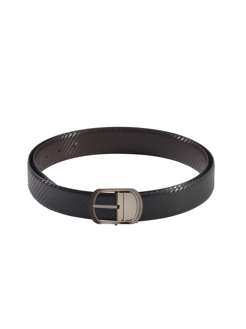 

Second SKIN Men Black & Brown Textured Genuine Leather Reversible Belt