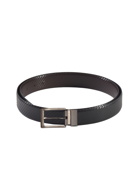 

Second SKIN Men Black & Brown Textured Genuine Leather Reversible Belt