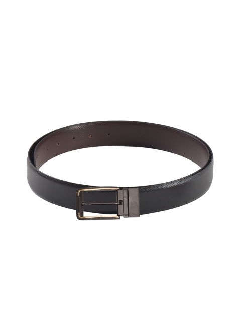 

Second SKIN Men Black & Brown Textured Genuine Leather Reversible Belt