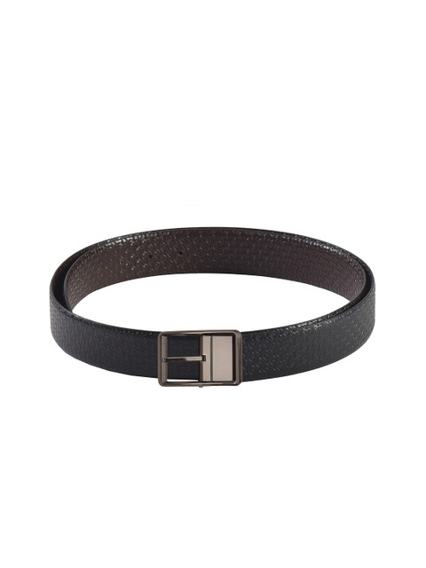 

Second SKIN Men Black & Brown Textured Genuine Leather Reversible Belt