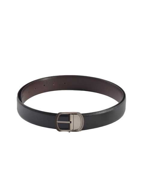 

Second SKIN Men Black & Brown Textured Genuine Leather Reversible Belt