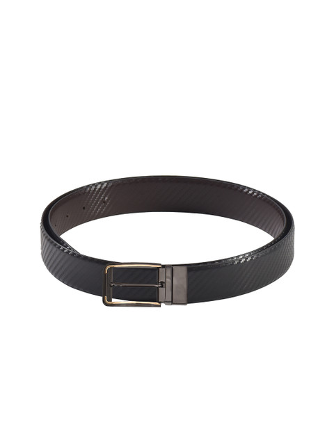 

Second SKIN Men Black & Brown Textured Genuine Leather Reversible Belt