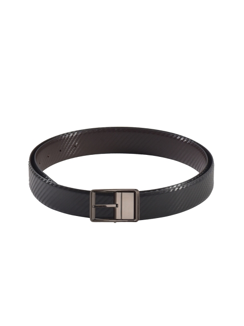 

Second SKIN Men Black & Brown Genuine Leather Textured Reversible Belt
