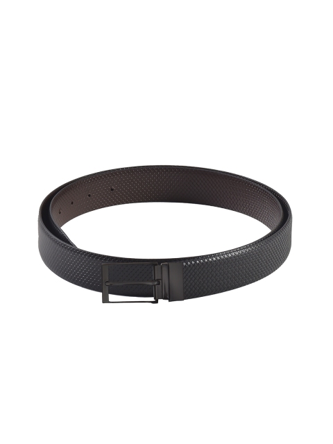 

Second SKIN Men Black & Brown Textured Genuine Leather Reversible Belt