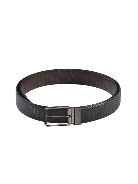 

Second SKIN Men Black & Brown Textured Genuine Leather Reversible Belt