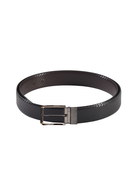 

Second SKIN Men Black & Brown Textured Genuine Leather Reversible Belt