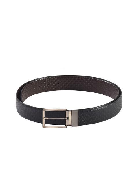 

Second SKIN Men Black & Brown Textured Genuine Leather Reversible Belt
