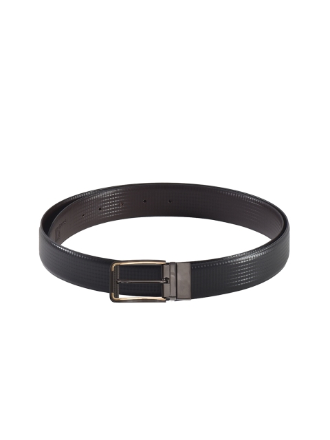 

Second SKIN Men Black & Brown Textured Genuine Leather Reversible Belt