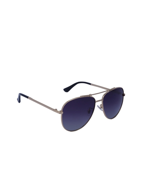 

MARC LOUIS Unisex Blue Lens & Gold-Toned Aviator Sunglasses with