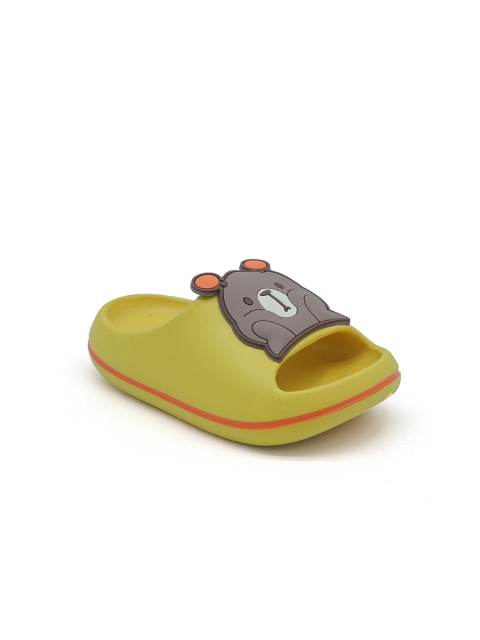 

FEETWELL SHOES Kids Yellow & Grey Printed Sliders