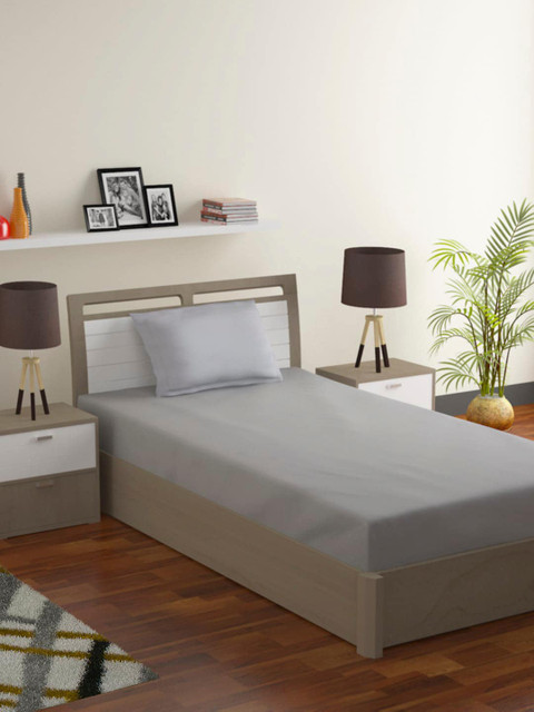 

Bromwick Grey Solid 180 TC Polycotton 1 Single Bedsheet with 1 Pillow Covers