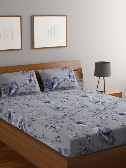

Bromwick Grey & Lavender Floral 180 TC Polycotton 1 Queen Bedsheet with 2 Pillow Covers