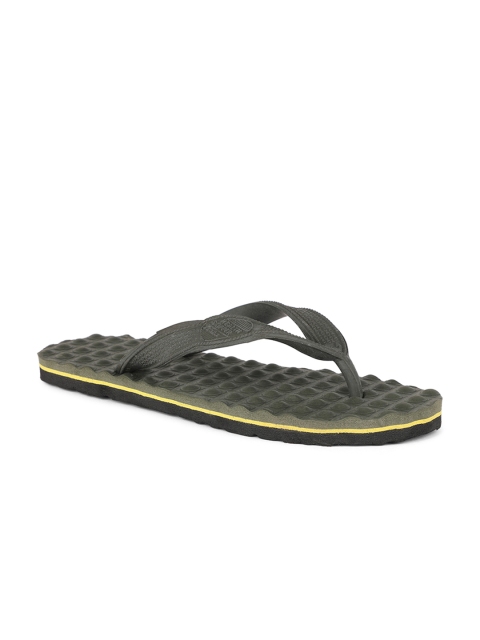 

Bata Men Olive Green & Yellow Self Design Thong Flip-Flops