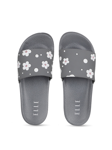 

ELLE Women Grey & White Printed Sliders