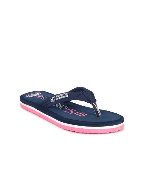 

M7 by Metronaut Women Navy Blue & Pink Printed Thong Flip-Flops