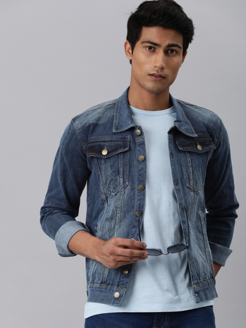 

VOXATI Men Blue Washed Denim Jacket