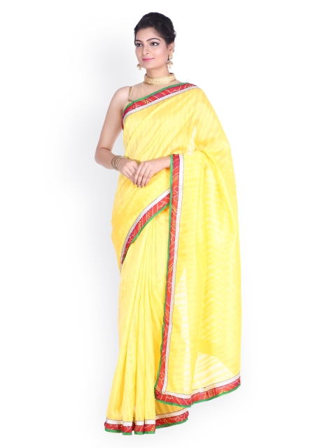 

SOUNDARYA Yellow Art Silk Bhagalpuri Saree