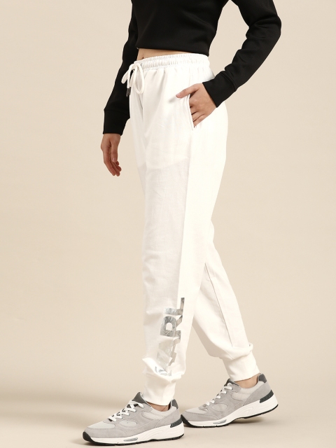 

COVER STORY Women White Straight Fit Solid Pure Cotton Joggers