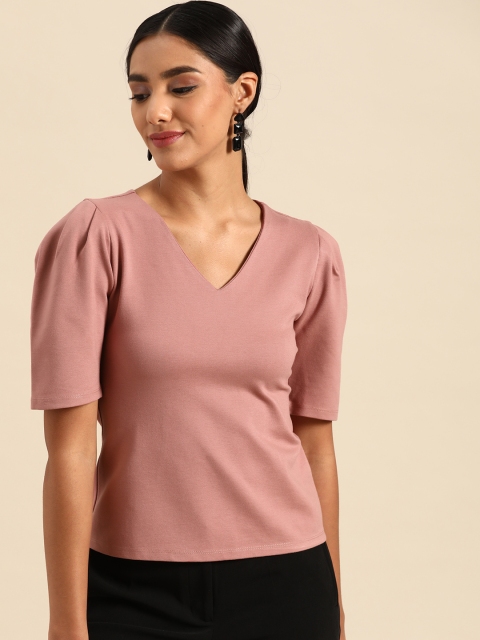 

COVER STORY Mauve Puff Sleeves Regular Top