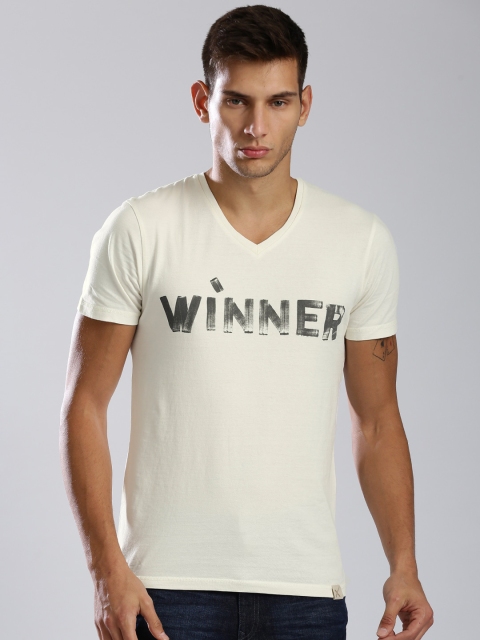 HRX by Hrithik Roshan Men Cream-Coloured Printed T-shirt available at myntra for Rs.209