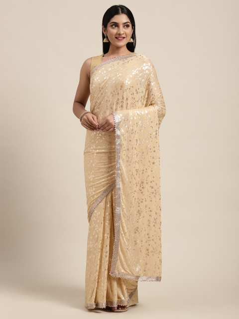

Saree mall Cream-Coloured Silk Blend Woven Design Chanderi Saree