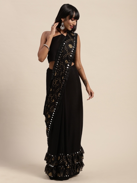 

Saree mall Black Printed Silk Blend Saree