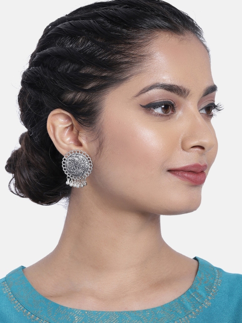 

Ayesha Silver-Toned Oxidized Oversized Stud Earrings