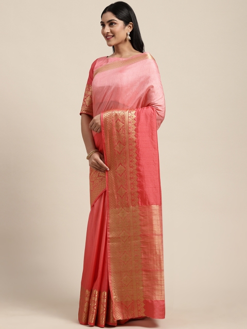 

Shaily Pink & Golden Silk Blend Ombre Dyed Saree