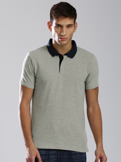 

HRX by Hrithik Roshan Men Grey Melange Solid Polo Collar T-Shirt