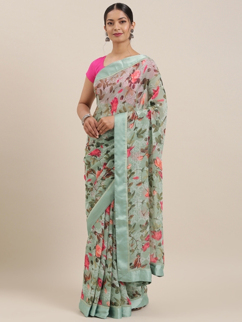 

Soch Green & Pink Poly Georgette Printed Banarasi Saree