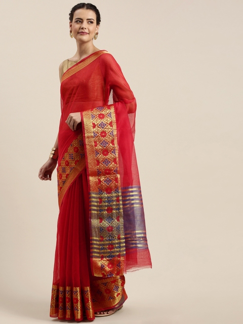 

Mitera Red Cotton Blend Woven Design Kota Saree