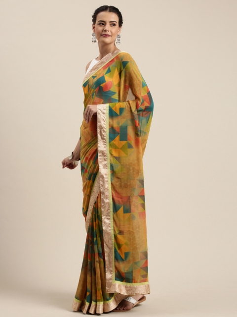 

Mitera Mustard & Multicoloured Printed Saree