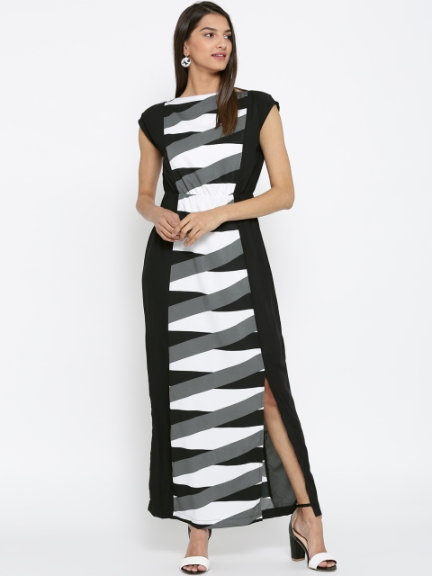 

Tokyo Talkies Black & White Printed Polyester Maxi Dress