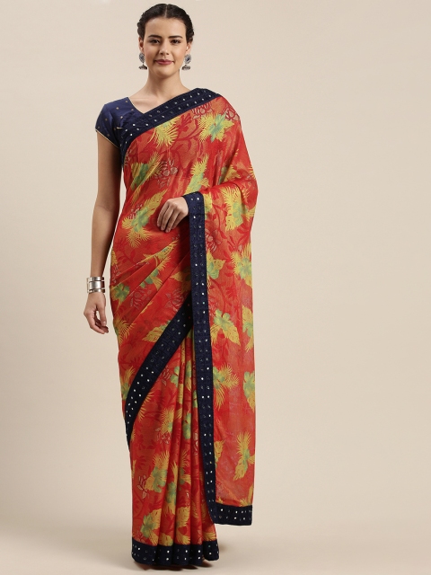 

Mitera Rust & Yellow Brasso Printed Saree