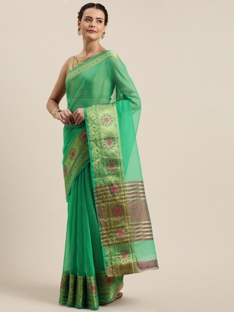 

Mitera Sea Green Cotton Blend Woven Design Kota Saree