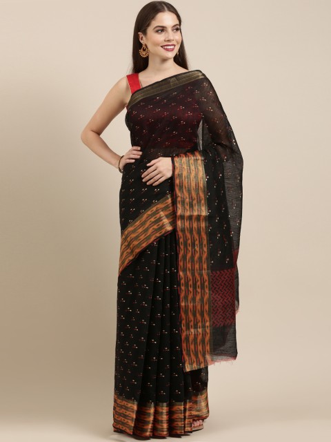 

Mitera Black Printed Silk Cotton Saree