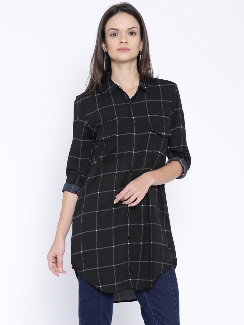 

Tokyo Talkies Black Checked Polyester Tunic