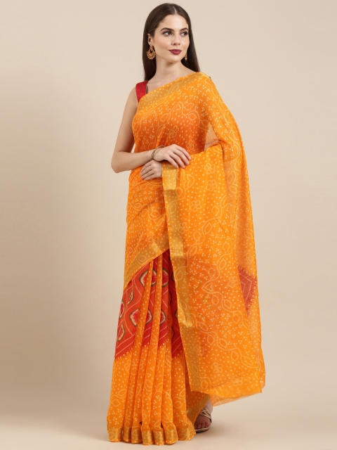 

Mitera Mustard Yellow Silk Cotton Printed Bandhani Saree