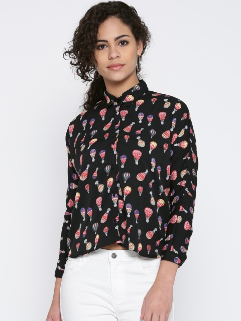 

Tokyo Talkies Black Printed Polyester Shirt