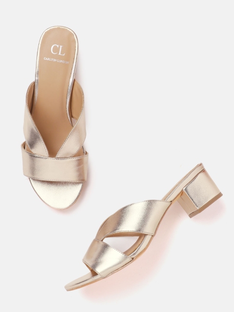 

Carlton London Women Gold-Toned Solid Block Heels