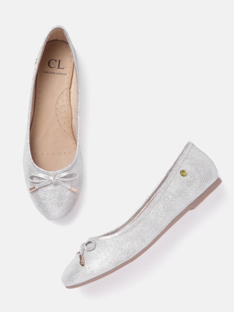 

Carlton London Women Silver-Toned Textured Ballerinas