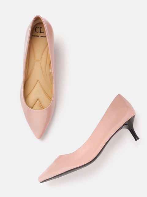 

Carlton London Women Pink Solid Patent Finish Pumps