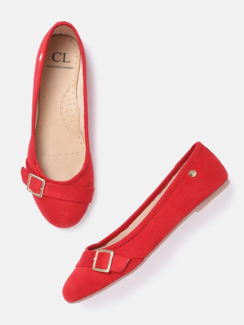 

Carlton London Women Red Solid Velvet Finish Ballerinas