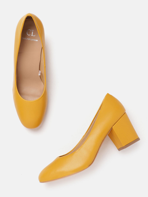 

Carlton London Women Mustard Yellow Solid Pumps