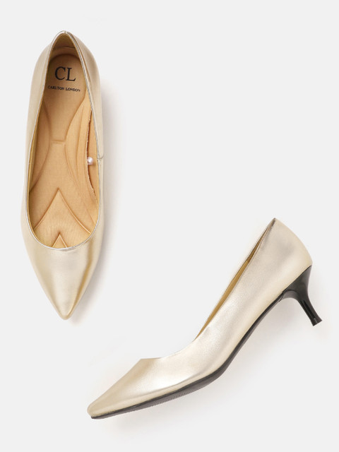 

Carlton London Women Gold-Toned Solid Pumps