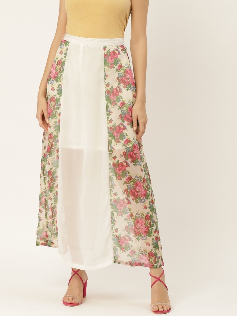 

Belle Fille Belle Fille Women White & Pink Floral Print A-Line Maxi Skirt