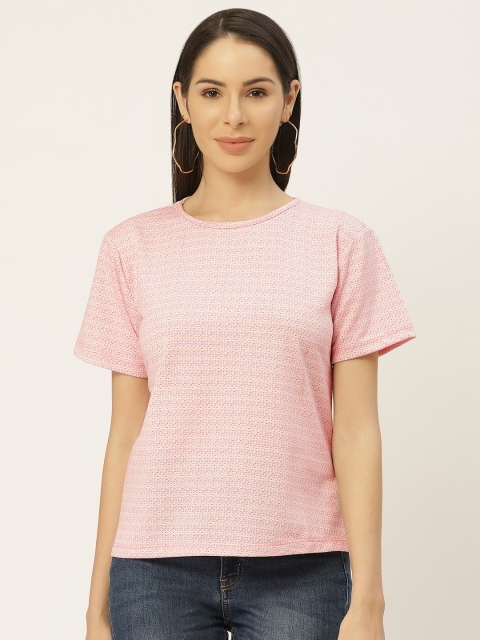 

Belle Fille Pink & Blue Self Design Regular Top