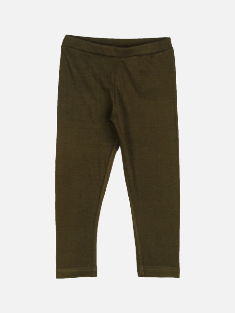 

Peppermint Girls Olive Green Solid Ankle-Length Leggings